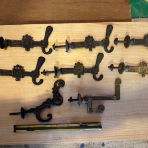 Hooks, antique, brass /bronze
